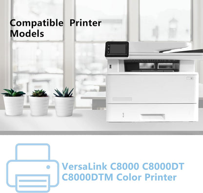 High Yield Versalink C8000 Toner Cartridges Replacement for Xerox 106R04049 106R04046 106R04047 106R04048 Compatible for Xerox Versalink C8000 C8000DT C8000DTM Printer (4-Pack)