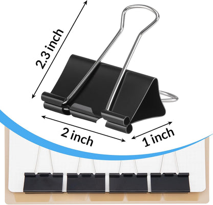 2 Inch 24 Pack Extra Large Binder Clips, Jumbo Paper Clips, Big Paper Clamps, Binder Clips Large Size for Home, School and Office Supplies