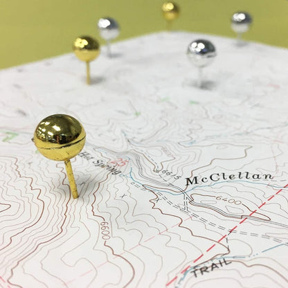 JAM PAPER Colorful Push Pins - Round Head Map Thumb Tacks - Silver PushPins - 100/Pack