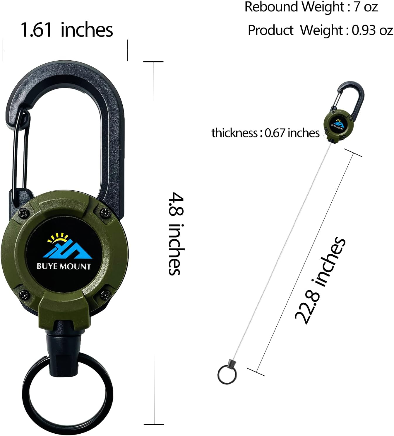 Retractable Keychain Heavy Duty 2Pack, Multitool Carabiner Badge Holder, Retractable Keychain Clip Id Holder, Upgraded 58cm Stainless Steel Cord Green