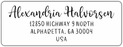 White Address Labels - Personalized Return Address Labels, Custom Printed Mailing and Shipping Labels for Envelopes, Packages, Business, Home Use (Joyful Script)