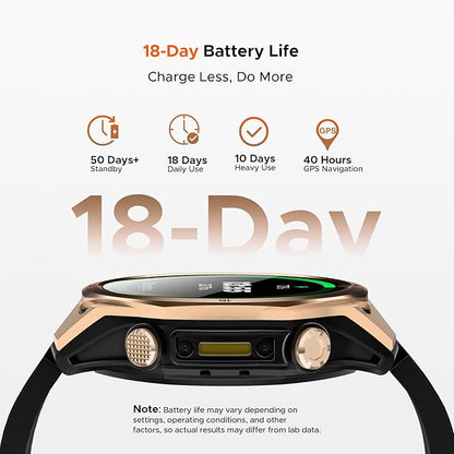 DOOGEE Anywise W1 Mens Smart Watch, 5ATM Dual-Band GPS Fitness Tracker, 1.43'' Smart Watches for Android and iPhone, 170+ Sports Modes, Answer/Make Calls/18 Days Battery/Led Flashlight/Compass/2 Strap