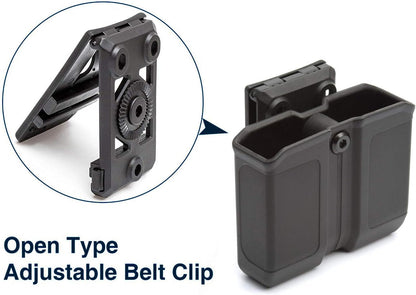 OWB Polymer Double Magazine Holster Ambidextrous Carrier, Fits 9mm/.40 Calibers Double Stack Magazines of Glock, S&W, Sig Sauer, Springfield, Taurus, Beretta, Ruger, Walther, Canik, Colt, CZ, H&K