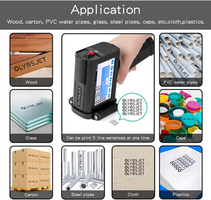 Handheld Inkjet Printer HH6105B2 with bt-2580P Black & LED Touch Screen for Code Variable Data QR Logo Serial on Multi Surface,Expiration Date Printer (Support 17 Languages) (0.5inch/B2)
