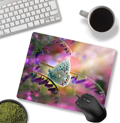Customized Square Gaming Office Computer Mouse Pad, Colored Butterfly Anti Slip Rubber Desktop Mouse Pad