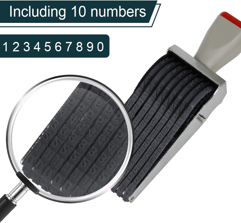 8 Digits Roller Stamp Personalized English Alphabet Number Symbol Rolling Wheel Stamp Multi-Function DIY Scrapbooking Roller Stationery