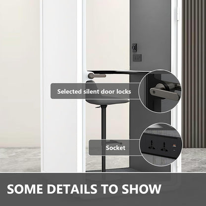 Office Sound Booth with Audio Privacy - Portable Soundproof Booth Includes White Frame with Curved Corners,Soundproof Room with Light,Fans, Magnetic Door Lock&Table for Study (42.52IN)