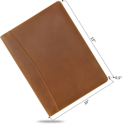 Jack&Chris Leather Portfolio, A4 Document Folder Legal Pad Padfolio, Professional Writing Letter Notepad Clipboard Sleeve Organizer, Resume Folio Binder for Men&Women,JC1823