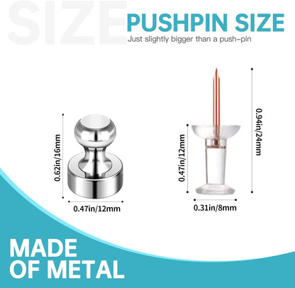 Pack of 8 Magnets for Whiteboard Fridge Magnets Strong Silver Push Pin Magnets Small Refrigerator Magnets for Classroom School Office Adults