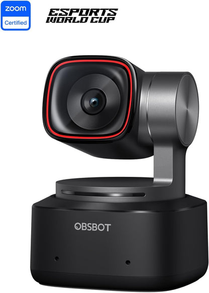 OBSBOT Tiny 2 Webcam 4K Voice Control PTZ, AI Tracking Multi-Mode & Auto Focus, Web Camera with 1/1.5" Sensor, Gesture Control, 60 FPS, HDR Light Correction, Webcam for PC, Streaming, Meeting, etc.
