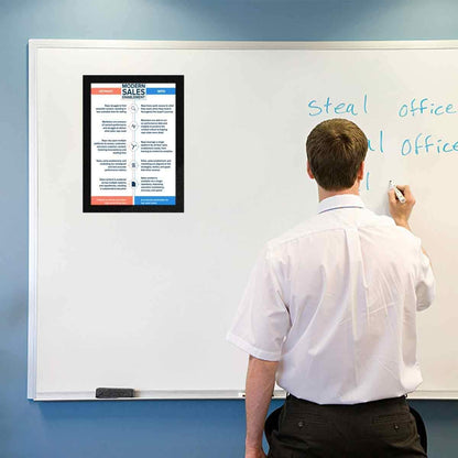 Document Sign Holder Pockets with Magnetic Back, Plastic Poster Picture Notice Display Frame for Fridge/Whiteboard/Chalkboard/Cabinet, 8.5 x 11.6 Inches, Black, 30 Pcs