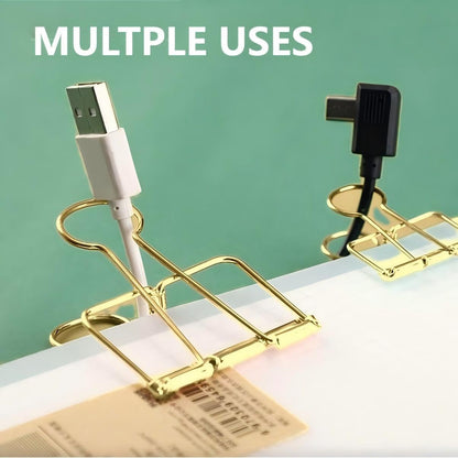 Gold Binder Clips Set, 2 Inch Wire Clips for Paper and Office Organization, Large Binder Clips,6 Pack