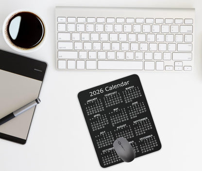 Non-Slip Rubber Mouse Pad， 2026 Calendar Vertical Edition Calendar Black Mouse Mat Mouse Pad Office Gaming Mousemat 9.5 inch x 7.9 inch