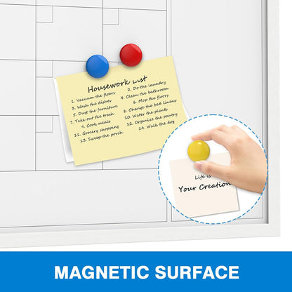 Comix Dry Erase Calendar Whiteboard for Wall,Magnetic Dry Erase White Board with White Wood Frame, 36 * 24 inches Decorative Planner Board for Office, Kitchen, School, Home