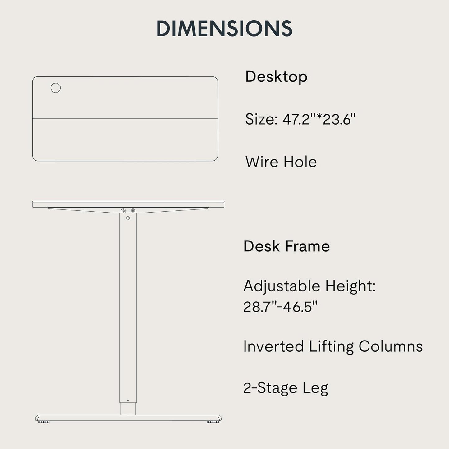 Adjustable Standing Desk, 47x24 Inches Home Office Desk with Memory Preset, Home Office Desk Computer Workstation Splice Black Top + Black Frame