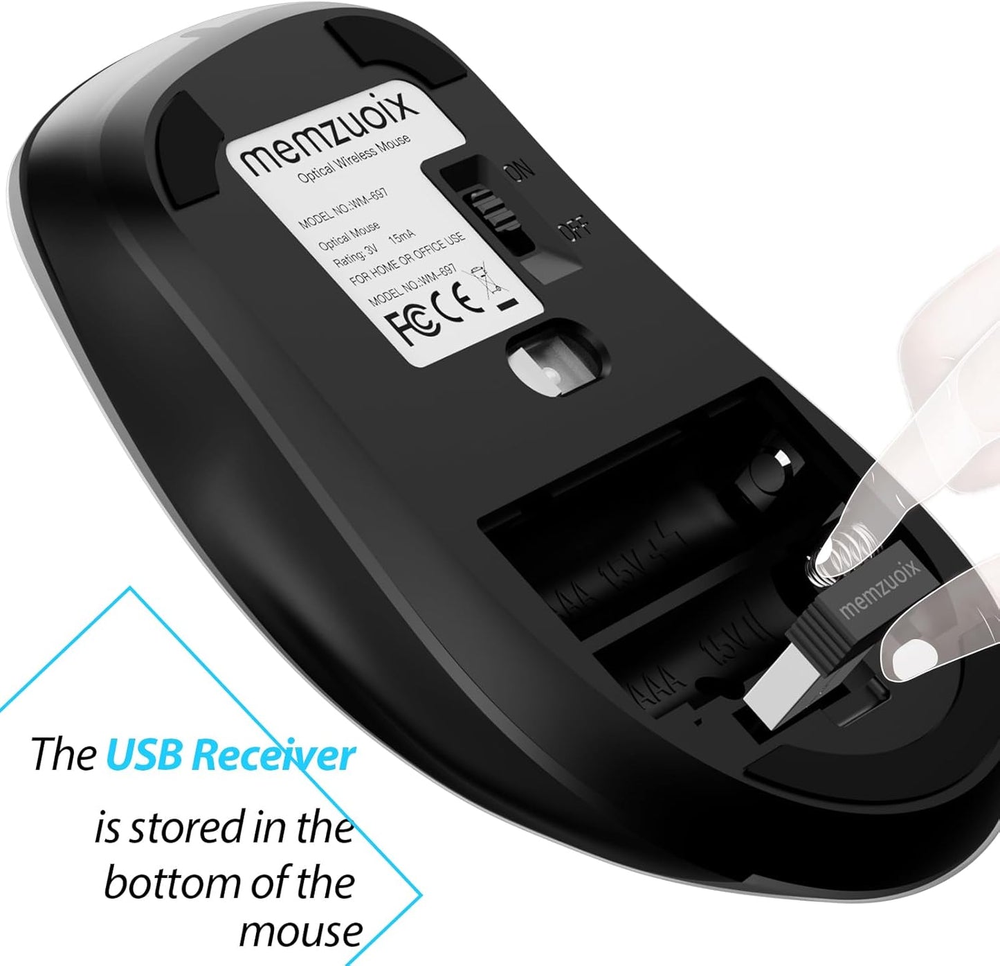 memzuoix 2.4G Wireless Mouse, 1400 DPI Mobile Optical Cordless Mouse with USB Receiver, Portable Computer Mice Wireless Mice for Laptop, PC, Desktop, MacBook, 5 Buttons (Gunmetal)