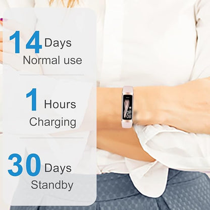Fitness Tracker with 24/7 Heart Rate, Blood Oxygen Blood Pressure Sleep Monitor, Activity Trackers 5 ATM Waterproof,Step Calorie Counter Pedometer Health Smart Watch for Women Men Pink