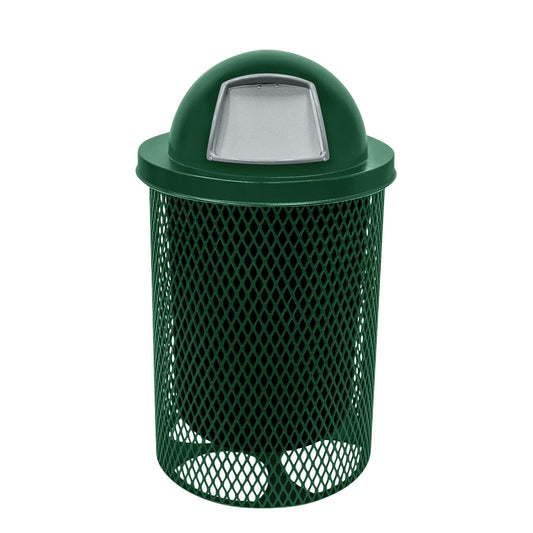 RDT-GRN Heavy Duty 32 Gallon Round Trash Receptacle, Liner Included, Green with Dome Lid, Made in America