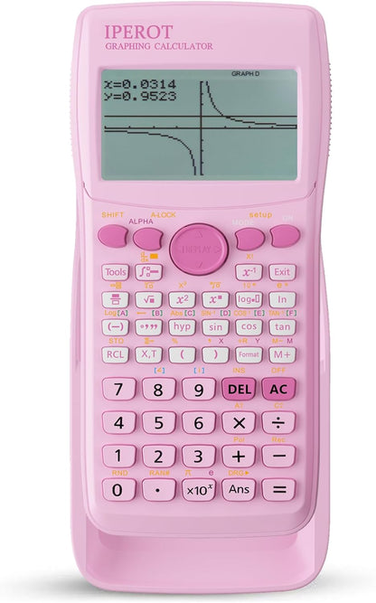 Scientific Calculators with Graphing Calculator, IPEROT Pink Scientific Calculators 10 Modes/ 4 Graphing Functions, Desktop Math Calculator Ideal for School Supplies, Students, College, Teachers