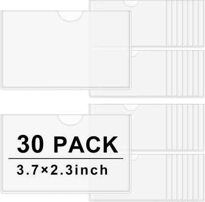 30 Pack Self-Adhesive Index Card Pockets with Top Open for Loading - Ideal Index Card Holder for Organizing and Protecting - Crystal Clear Plastic(3.7 x 2.3 Inches)