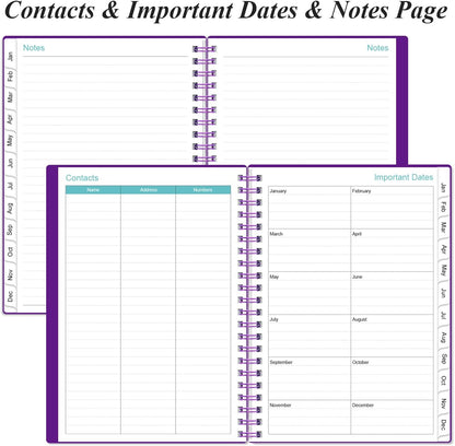 2026 Planner - Planner 2026 from January 2026 - December 2026, Weekly & Monthly Planner Spiral Bound with 12 Monthly Tabs, Inner Pocket, 6.4" x 8.5", Purple-B
