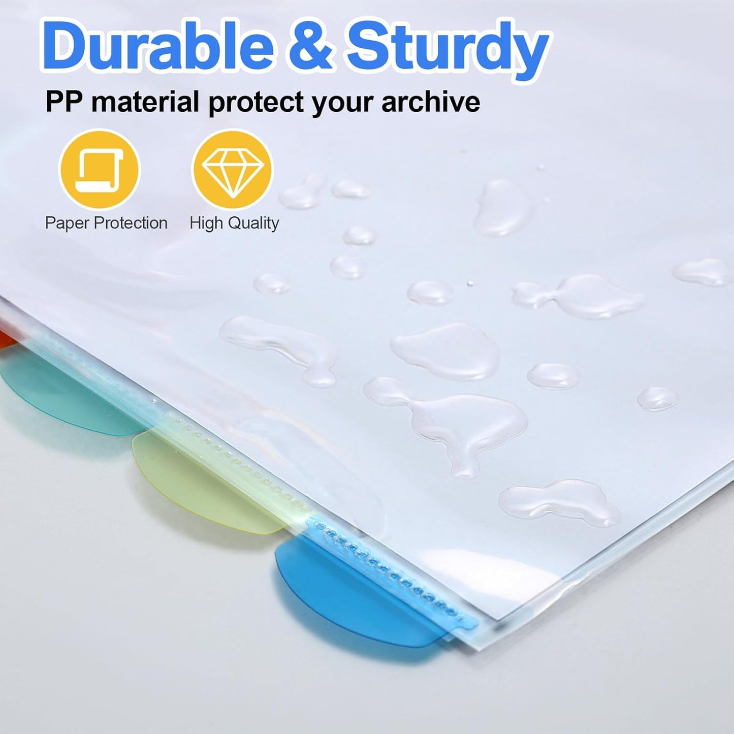 ReliThick 8 Set of 64 Pack Clear Binder Sheet Protectors with Tabs for 3 Ring Binder 8 Tab Binder Dividers with Pockets and Tabs Plastic Page Protector Insertable Index Divider, 8.5 x 11 Inch