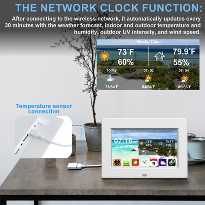 New Digital Weather Clock with Temperature Humdity Alarm Clock (7inch / White)
