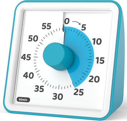 LIORQUE Visual Timer for Kids, 60-Minute Countdown Timers for Classroom Office Kitchen with Silent Operation, Kids Timer for Teaching (Batteries Included)