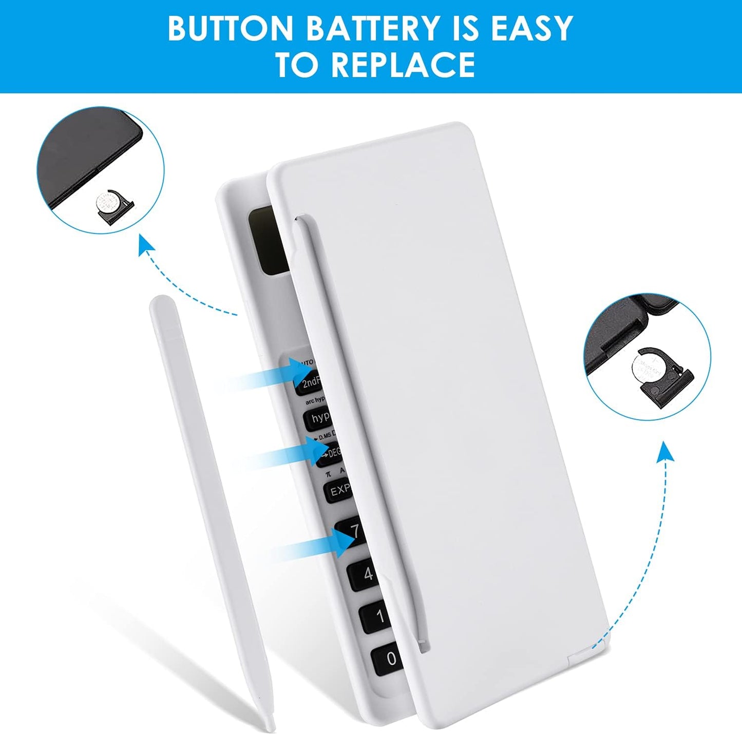 Scientific Calculators for Students, White Math Calculator with Notepad,10-Digit Large Screen, Classroom Must Haves for Middle High School Supplies & College (White)