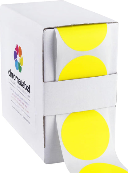 ChromaLabel 1.50 Inch Round Label Permanent Color Code Dot Stickers, 500 Labels per Dispenser Box, Yellow
