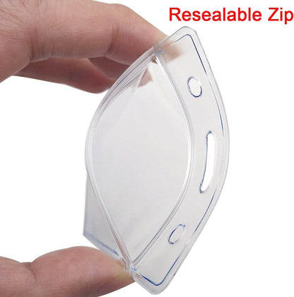 AMUU 12 Pack Vertical Clear Badge Holders Large 4x3 Name Badge Holders Plastic Large Card Protector (Fits 4x3 Nametag Inserts)