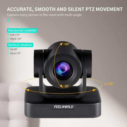 FEELWORLD USB10X USB PTZ Video Conference Camera with 10X Optical Zoom 1080P for Live Streaming Church Business Education Medical Conference Room Camera System