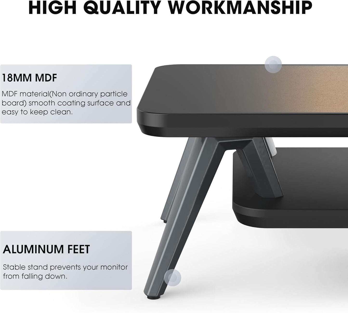 Fenge Dual Monitor Stand, Monitor Riser for 2 Monitors with Adjustable Laptop Riser , 42.5 Inch Desk Shelf for Top of Desk with Phone Holder& Headphone Stand