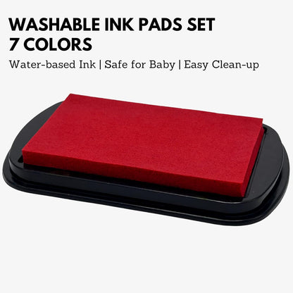 7 Washable Ink Pads for Rubber Stamps, Letter Stamps, Paw Print Stamp Pad For Dogs, Baby Footprint, Fingerprint, Stamp Pads For Kids on Scrapbooking, Card Making Supplies- Large Safe Non-Toxic Ink Pad