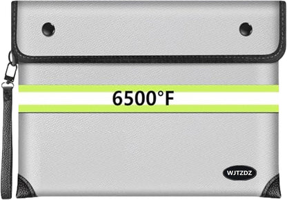 6500°F Upgraded Fireproof Money Bag,10 Layers of Heat Insulated Materials,Fire Proof Box with Waterproof Zipper/Reflective Strip,Document Bag with Handle for Cash,Important Documents（Not Fit A4 Files）