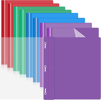 Teling 48 Pcs Clear Front Report Covers with Prongs Plastic Presentation Folders 3 Prong Resume Portfolio Folder for School(Multicolor)