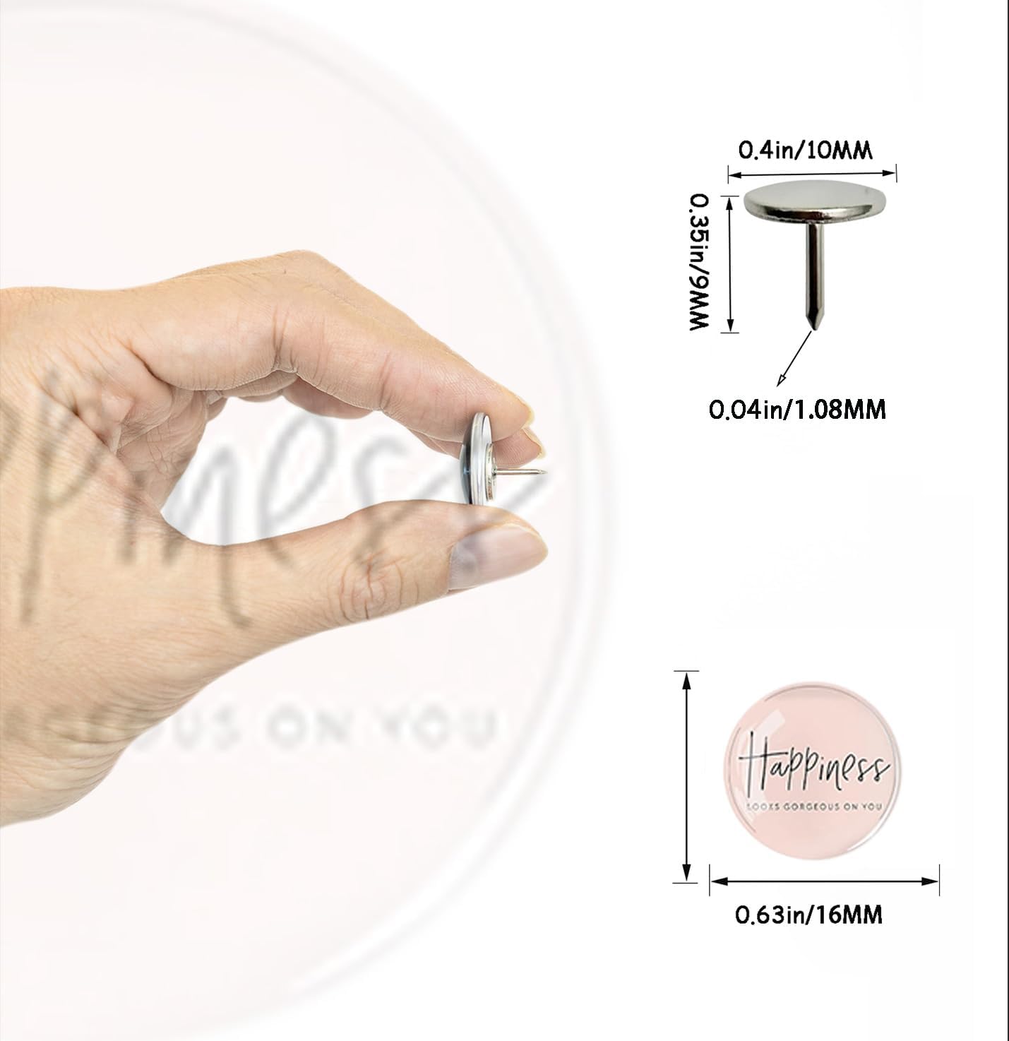 24Pcs Decorative Push Pins,Decorative Thumb Tacks for Bulletin Board, Cork Board Thumbtacks,Photos Wall Maps,Cute Thumbtack for Cubicle Decor,Classroom Supplies and Office Decor(Motivational-Happy)