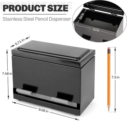 Stainless Steel Pencil Dispenser/Pen Holder for Classroom Home Restaurant for Bulk Pencils Storage/Unwrapped Drinking Straws Storage (Black)