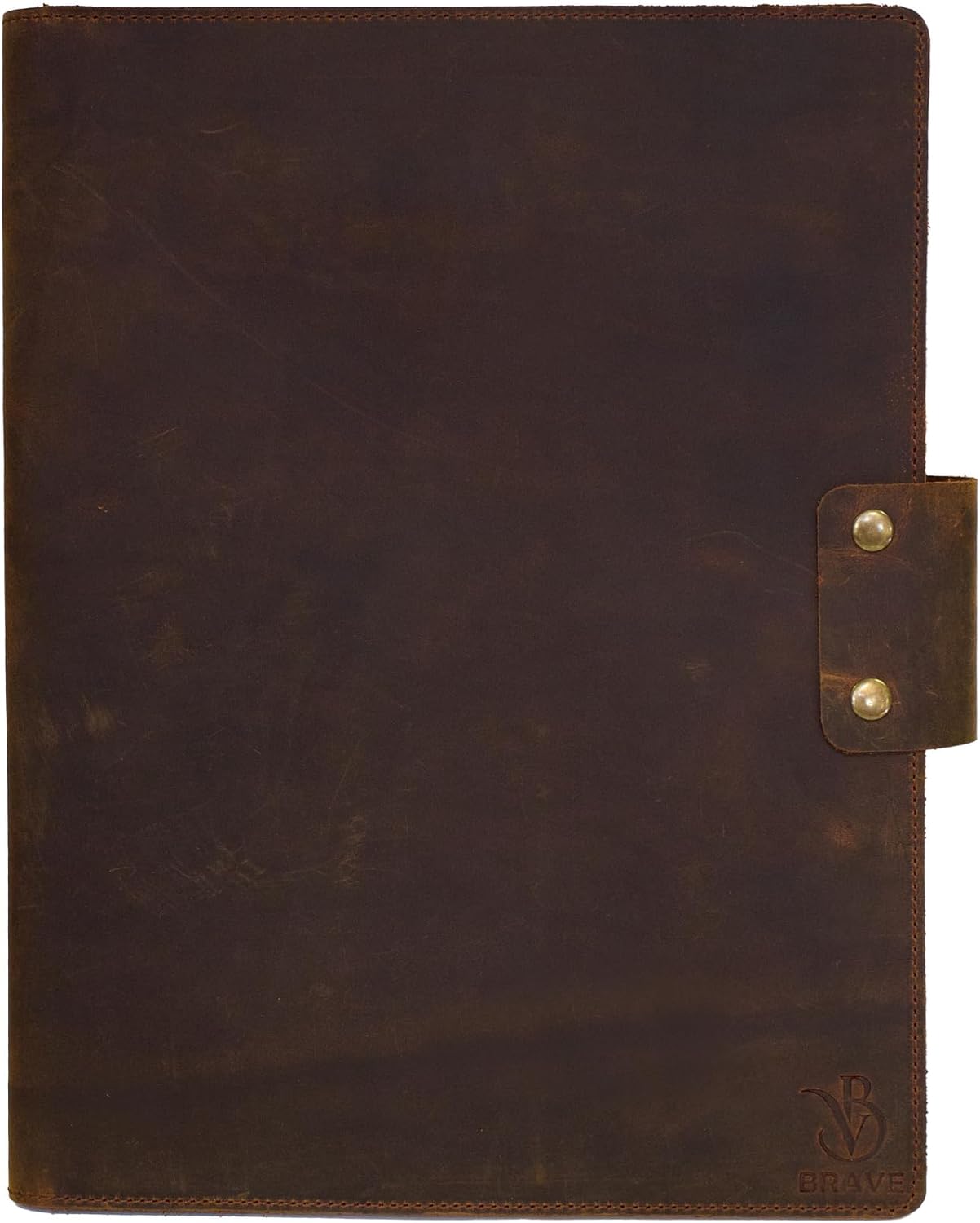 Leather Portfolio Folder - Genuine Leather Document Organizer with Multiple Pockets and Pen Holder – Business Padfolio for A4 Letter Size Papers, Professional Resume or Meeting Use (Vintage Brown)