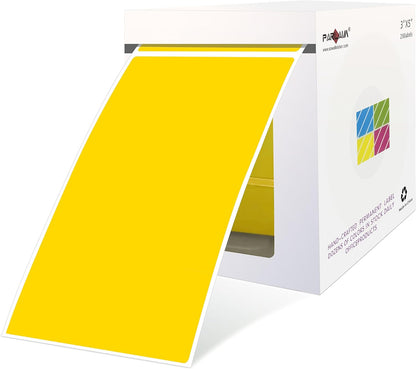 PARLAIM Large 3 X 5 inch Square Color-Coding Stickers, Rectangular Yellow Color Code Inventory Labels 250pcs per Dispenser Box for Warehouse Box Tags