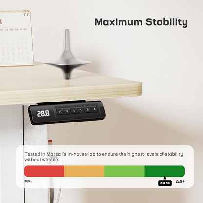 Marsail 40x24 Electric Standing Desk - Adjustable Height Computer Desk with Memory Presets, Storage Bag & Cable Management for Home Office & Gaming Workstations