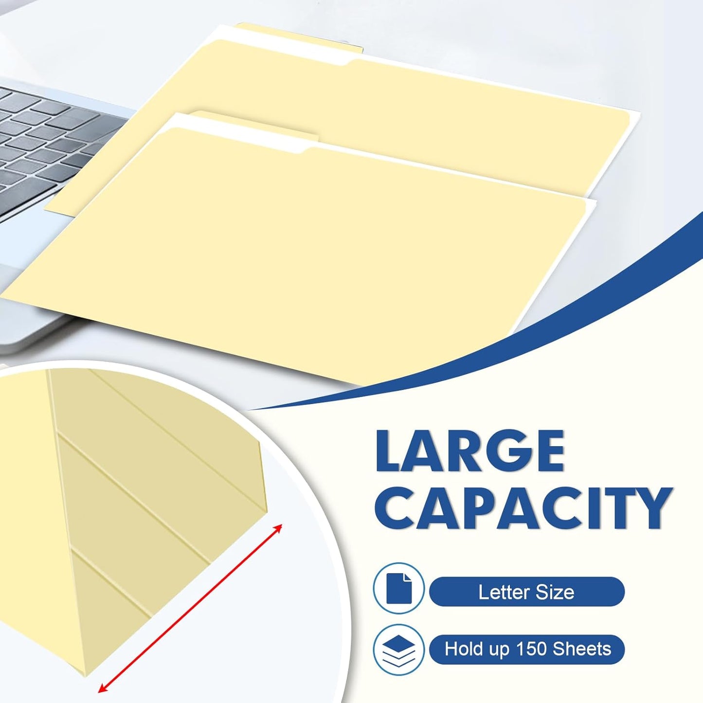 File Folder, PANDRI 120 Pack File Folder, 1/3 Cut Tab, Letter Size, Filing Folder for Office School Business, Manila