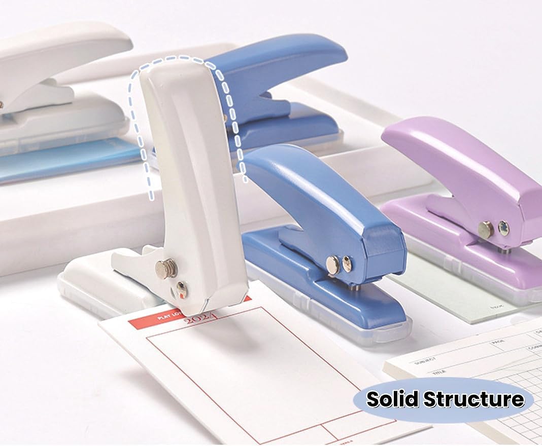 Single Hole Punch, 40 Sheets Punch Capacity Hole Puncher Heavy Duty Hole Puncher Single Small Hole Punch One Hole Puncher for Crafts Paper Cards Tags Scrapbook-1/4 inch Hole, Blue