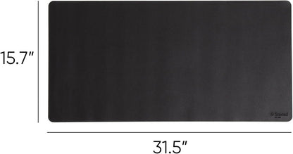 Smead Desk Pad, Vegan Leather Desk Mat with Non-Slip Faux Suede Backing, Perfect Desk Organizer for Office Decor, 31.5” x 15.7” Medium, Charcoal (64833)