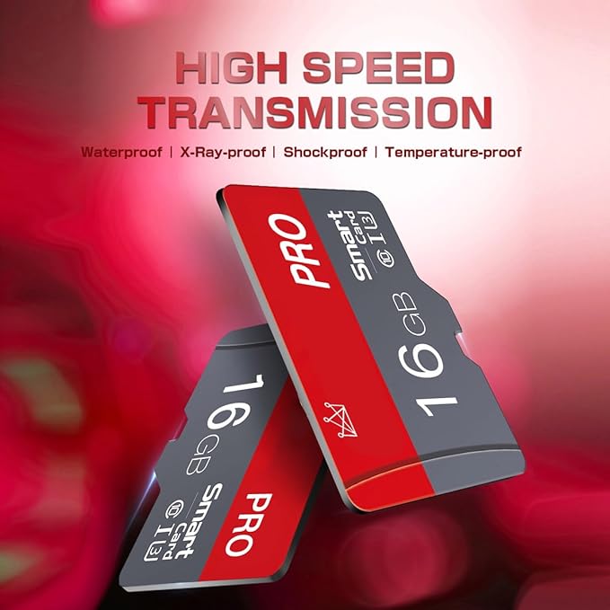 Micro Memory Card 16GB 2-Pack Memory Cards 16GB with Adapter Class 10 High Speed Mini TF SD Card for Smartphones/Camera/Tablet 2-PCS