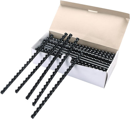 MYFULLY 100 Pack 21 Ring Plastic Comb Binding Spines | 3/8 Inch Diameter, 55 Sheet Capacity, A4, Black Binding Comb (3/8" (55 Sheet Capacity))