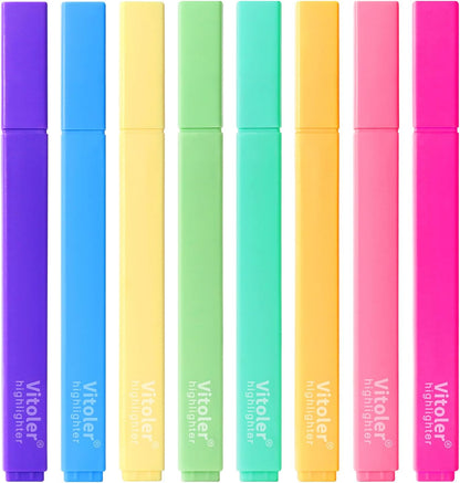 Vitoler Highlighters,8Pcs Highlighters Pastel,Quick Dry,Chisel Tip,Aesthetic Bible Highlighter No Bleed, Teacher Supplies School Accessories