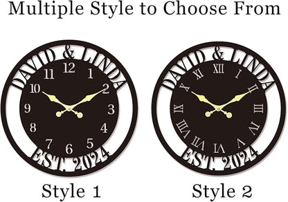 Personalized Metal Clock Sign, Custom Metal Clock,Personalized Gift, Black Gold and Silver Color Options, Housewarming Gift, Living Room Decor