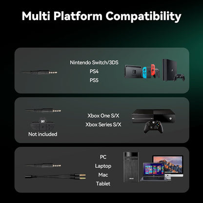 Gaming Headset with Microphone for Pc, Xbox One Series X/s, Ps4, Ps5, Switch, Stereo Wired Noise Cancelling Over-Ear Headphones with Mic, RGB, for Computer, Laptop, Mac, Nintendo, Gamer (Green)