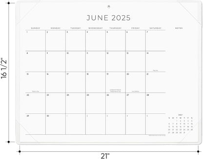 Cabbrix Simplified Desk Calendar 2025-2026, 21x16-1/2 inch Large Monthly Desktop Calendar with Notes Until to June 2026 for Home Office School (White)